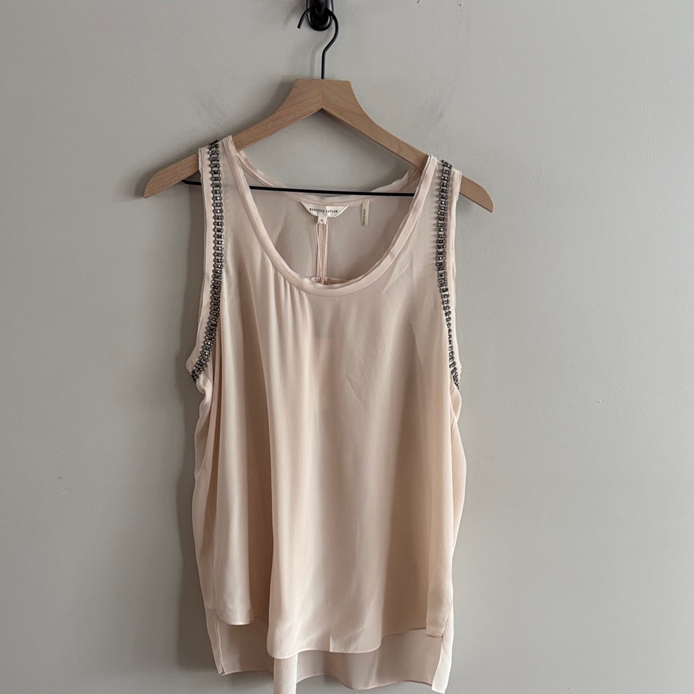 NWT Rebecca Taylor • blush pink embellished silk tank $275 MSRP